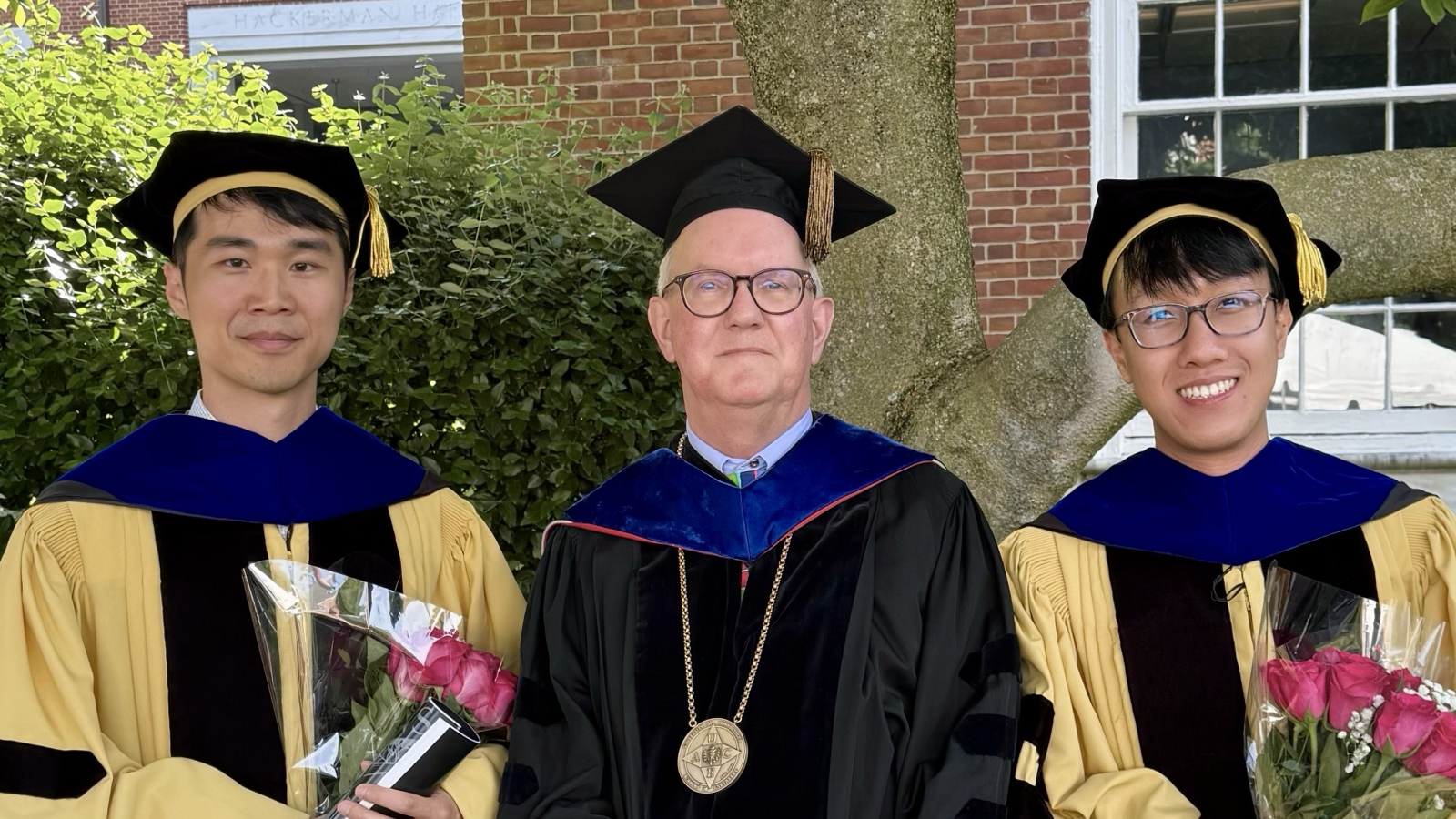 Drs. Yihao Liu and Lianrui Zuo after their hooding by Prof. J.L. Prince.