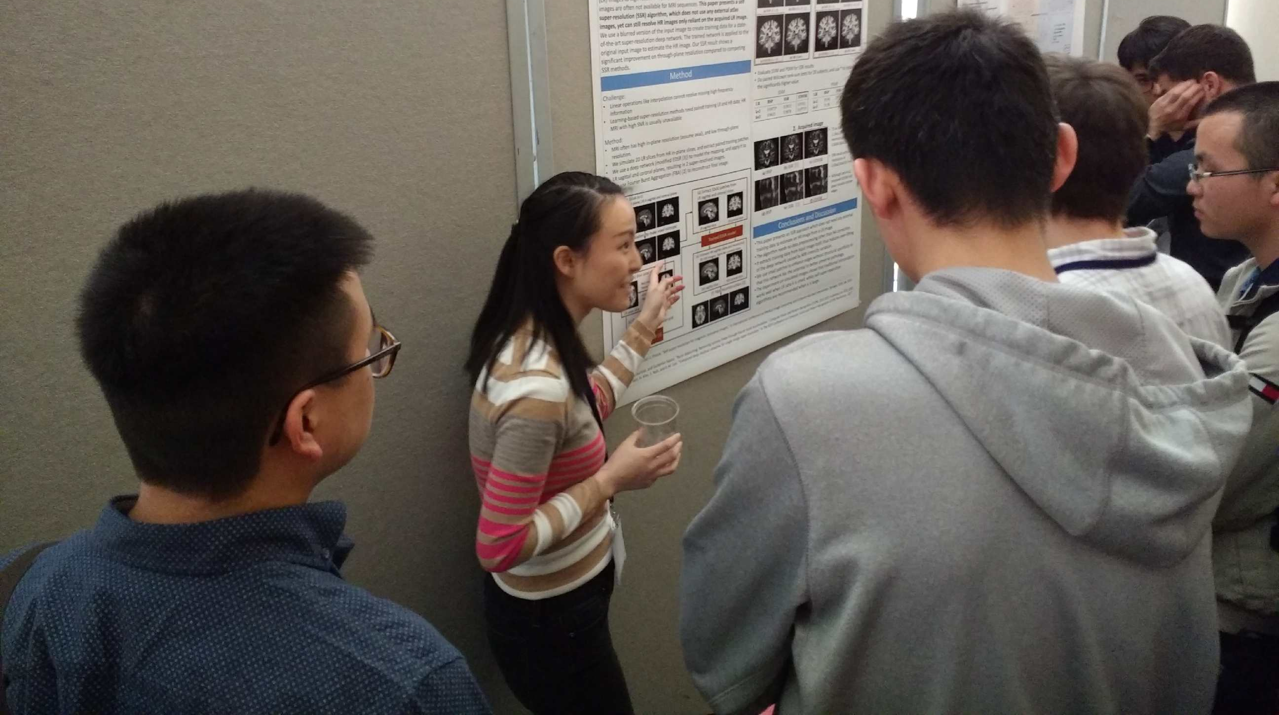 Can Zhao presenting her poster titled "Self Super-Resolution for Magnetic Resonance Images Using Deep Networks" at ISBI 2018 in Washington DC.