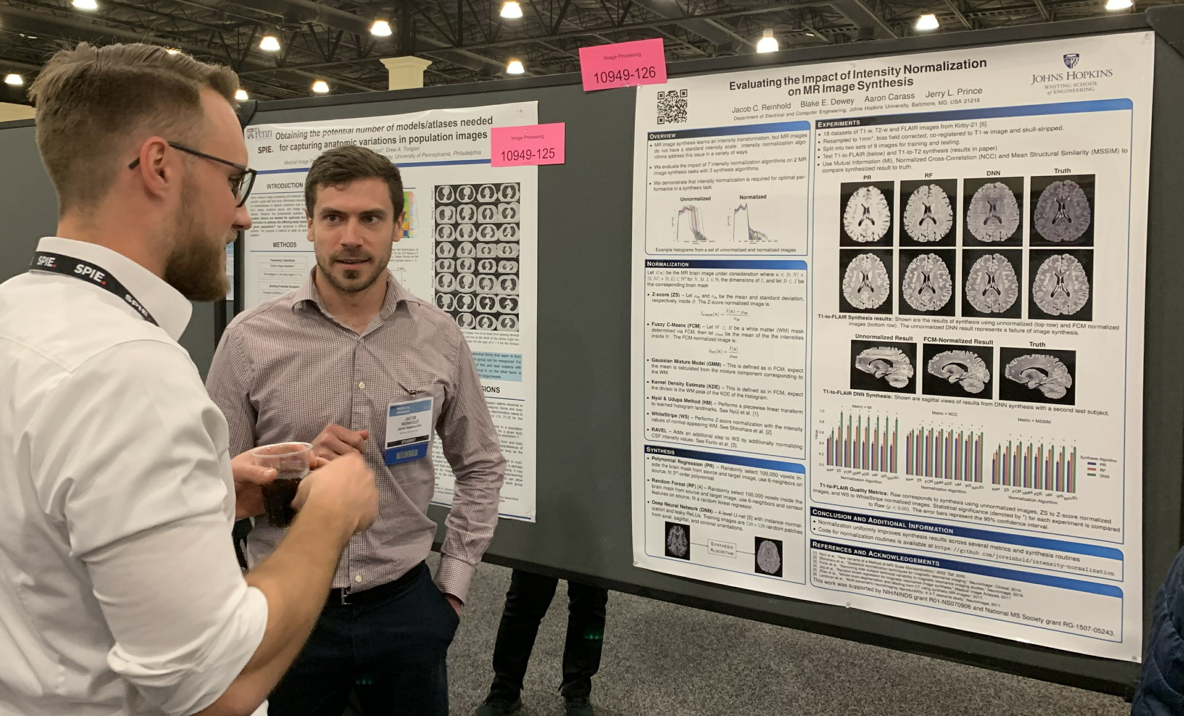 Jacob Reinhold discussing his poster at SPIE-MI 2019 in San Diego.