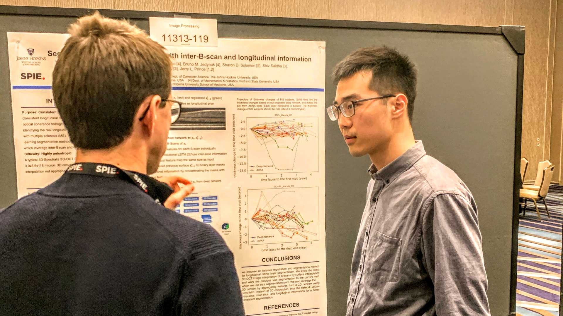 Yihao Liu presenting a poster at SPIE-MI 2020.
