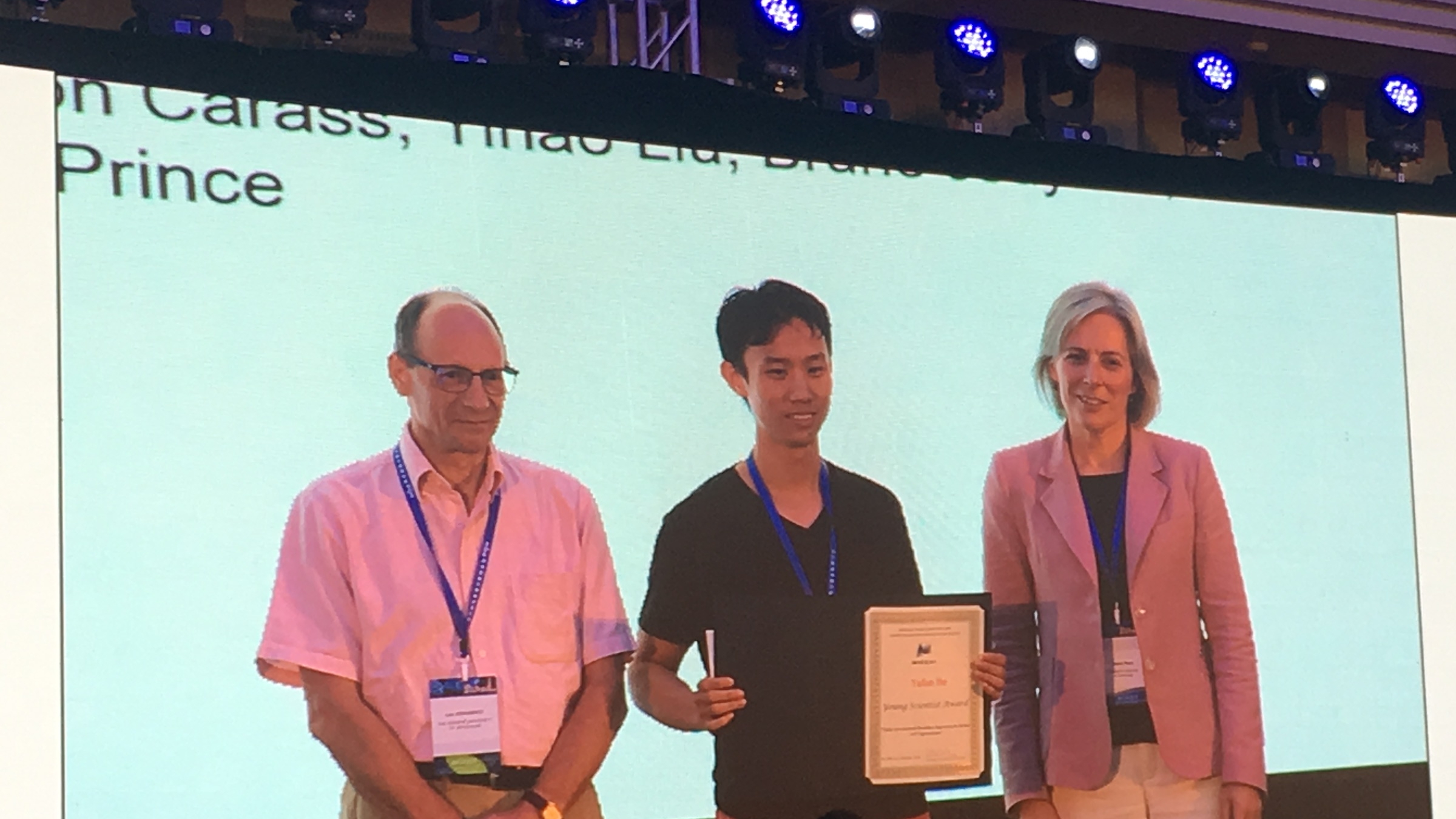 Yufan He wins a MICCAI Young Scientist Award at MICCAI 2019.